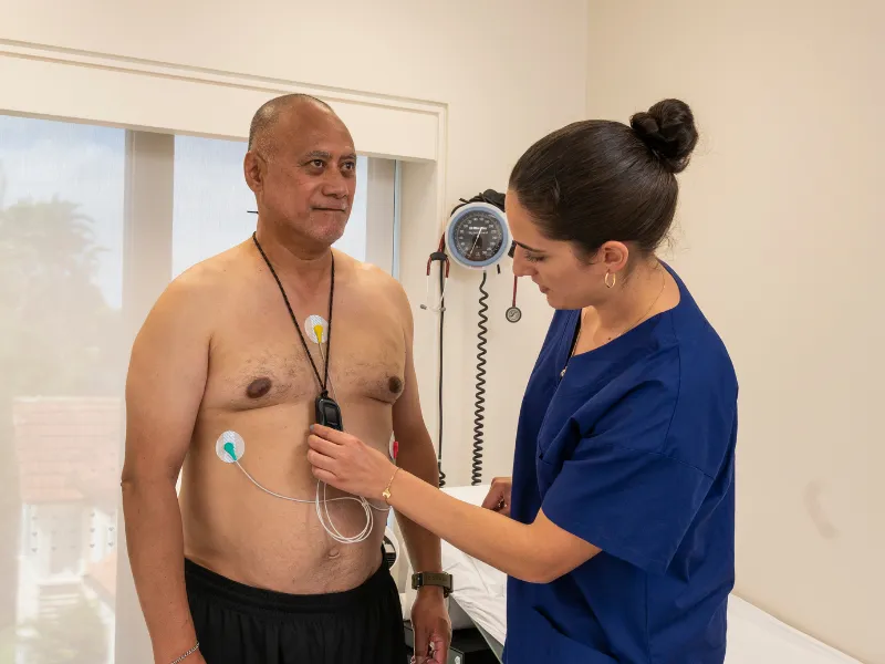 Doctor demonstrating heart monitoring